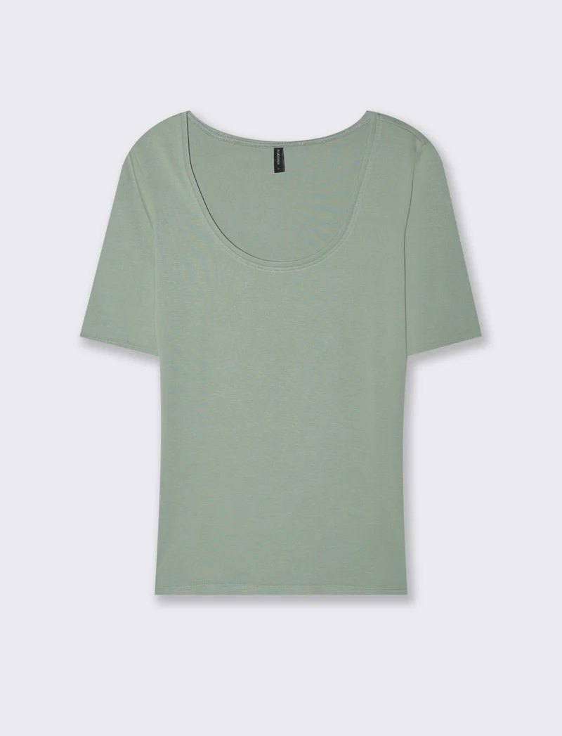 T-SHIRT CON MANICA A 3/4 - Verde foresta