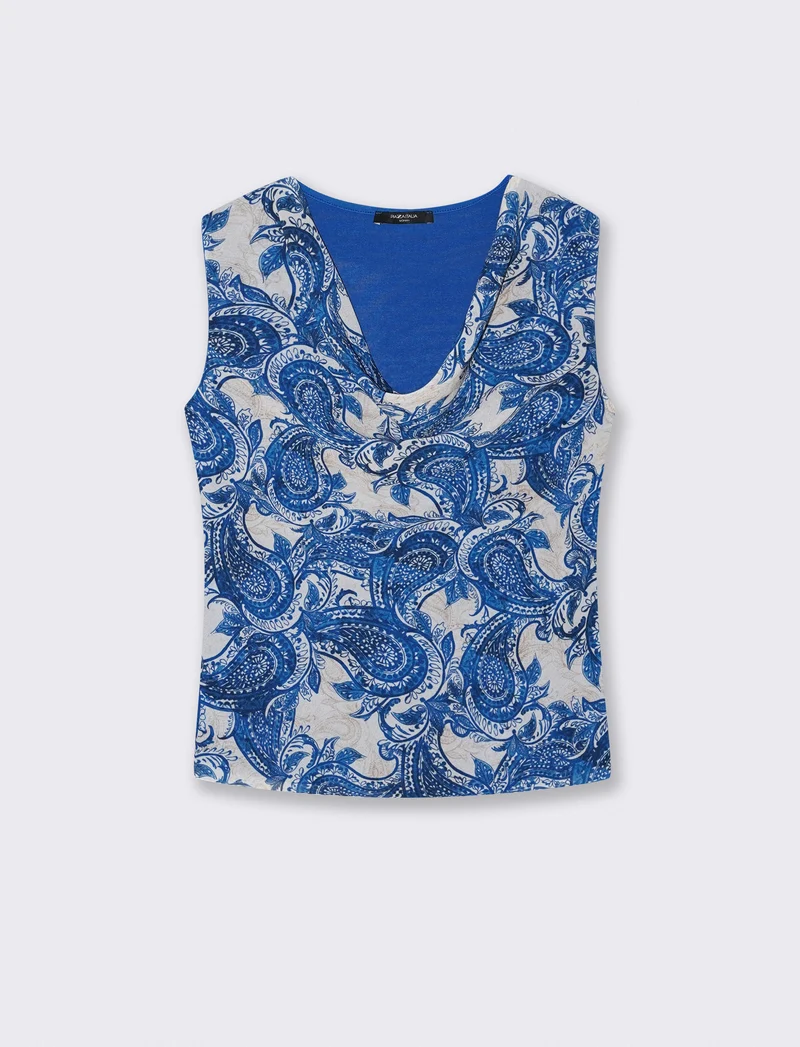 Top con davanti stampato - Blu
