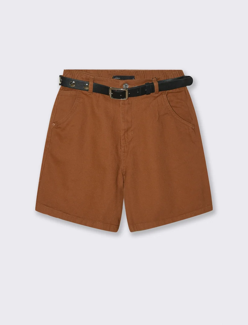 SHORT CON CINTURA - Cognac