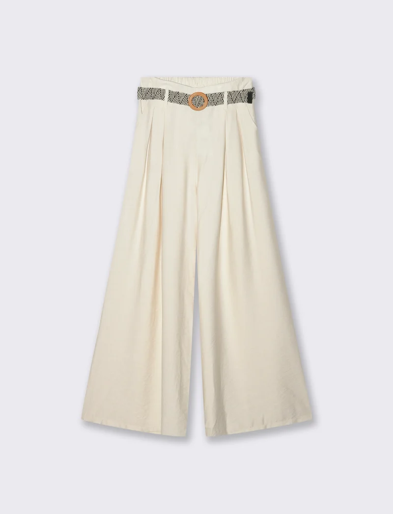 Pantalone a palazzo con cintura - Sabbia