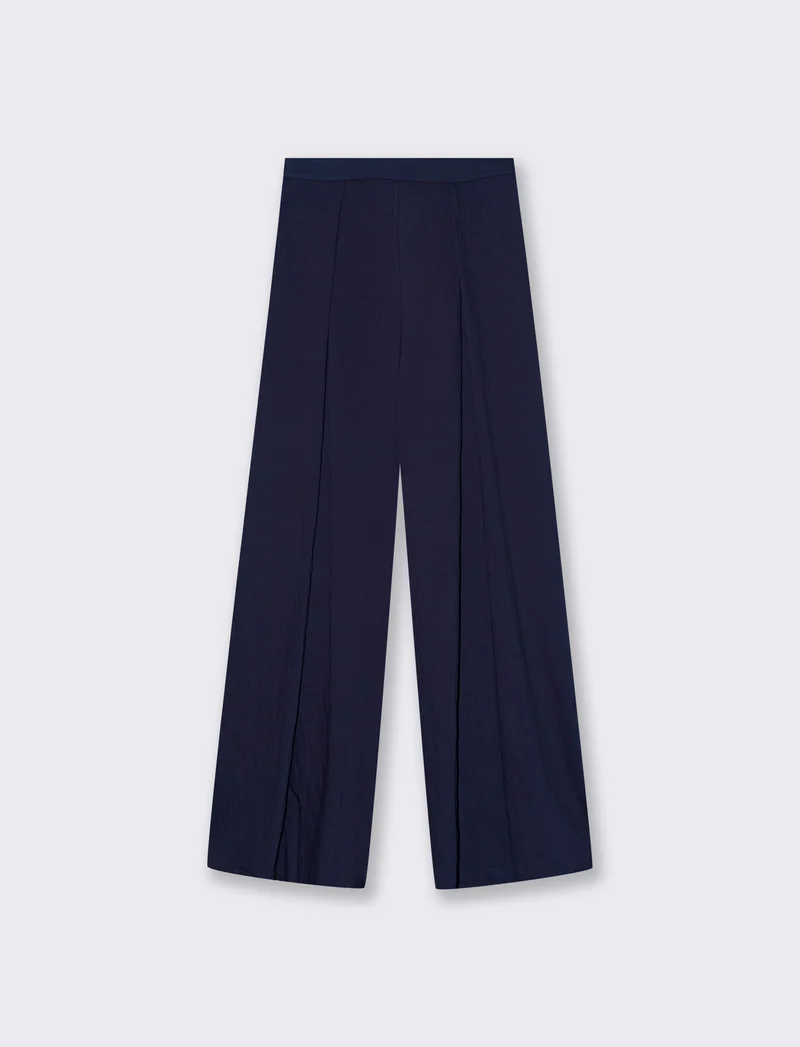 Pantalone palazzo con pences - Blu