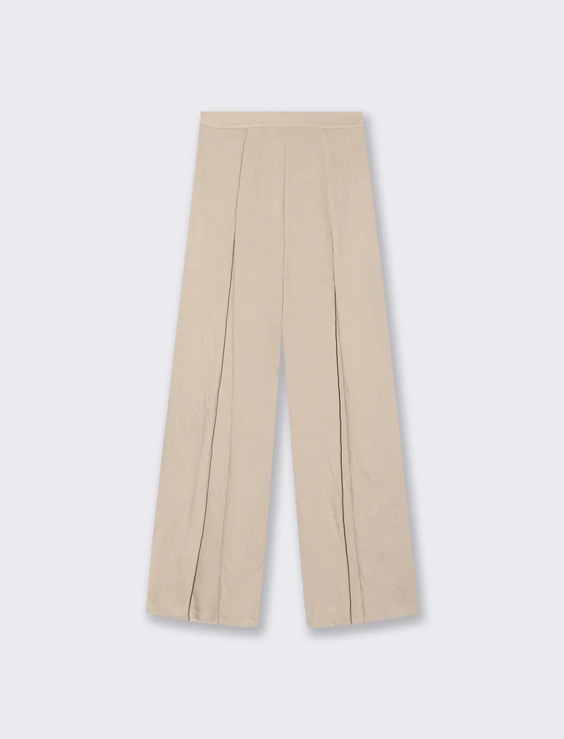 Pantalone palazzo con pences - Beige
