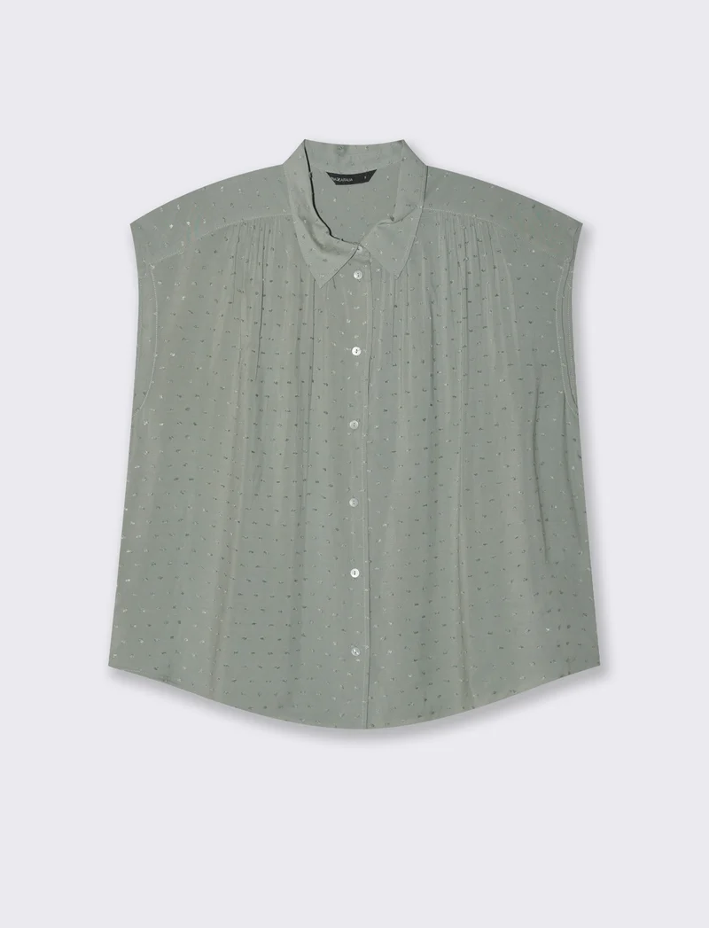 CAMICIA CON MANICHE AD ALETTA - Verde foresta