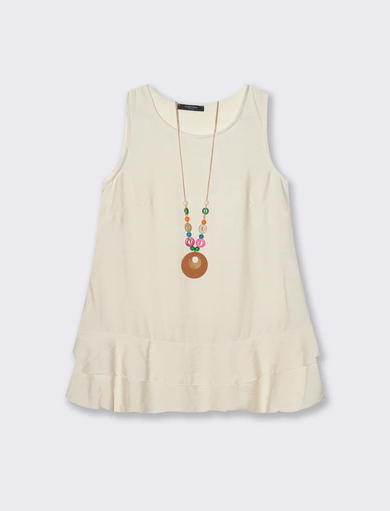 Top con balza e collana - Sabbia
