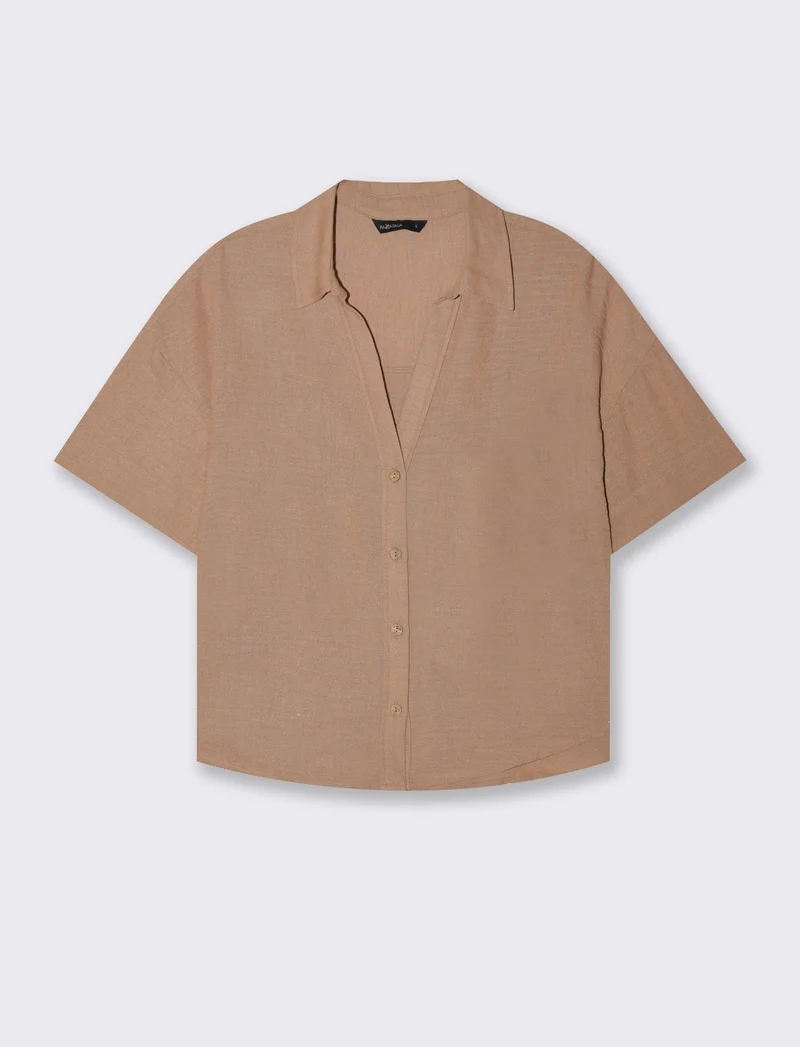 CAMICIA MANICA CORTA - Cammello