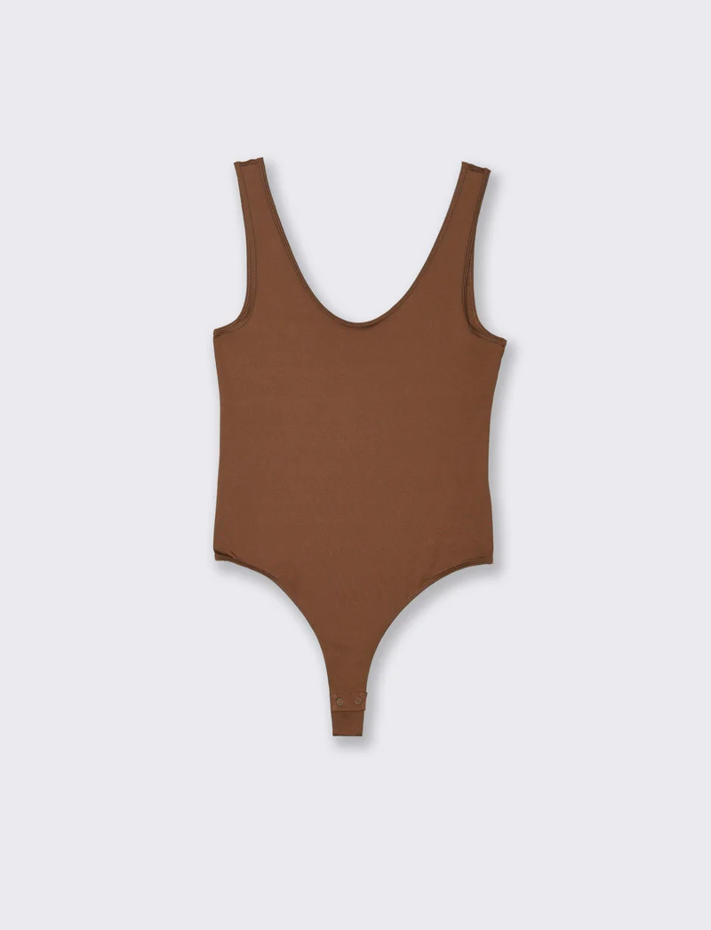 BODY SCOLLO A V - Marrone tabacco