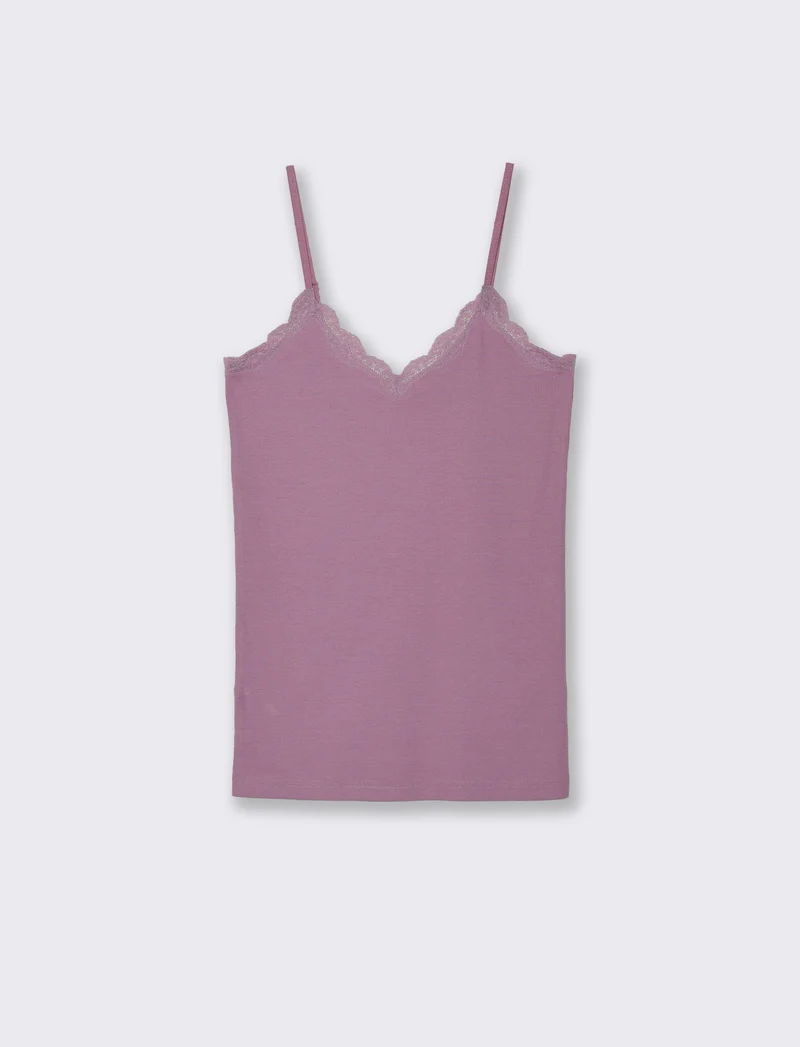TOP CON PIZZO - Viola malva