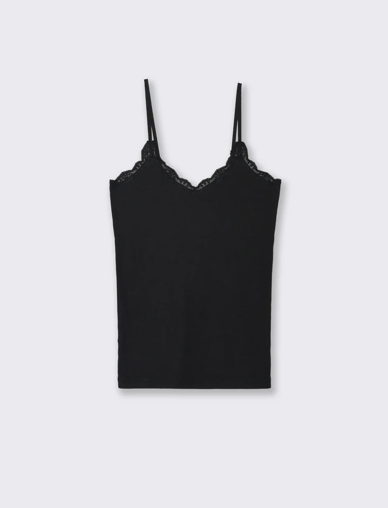 TOP CON PIZZO - Nero