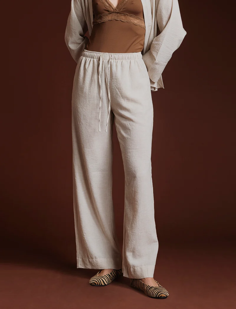 PANTALONE CON COULISSE - Beige corda
