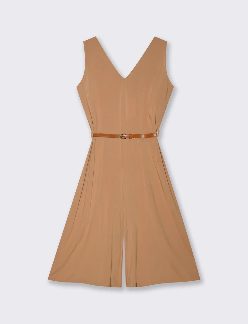 Vestito in viscosa con icrocio dietro - Beige