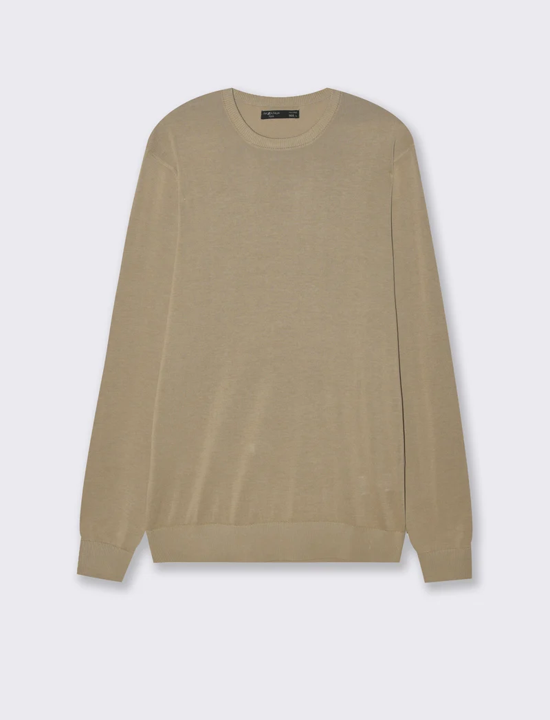 MAGLIA BASIC IN PURO COTONE - Beige