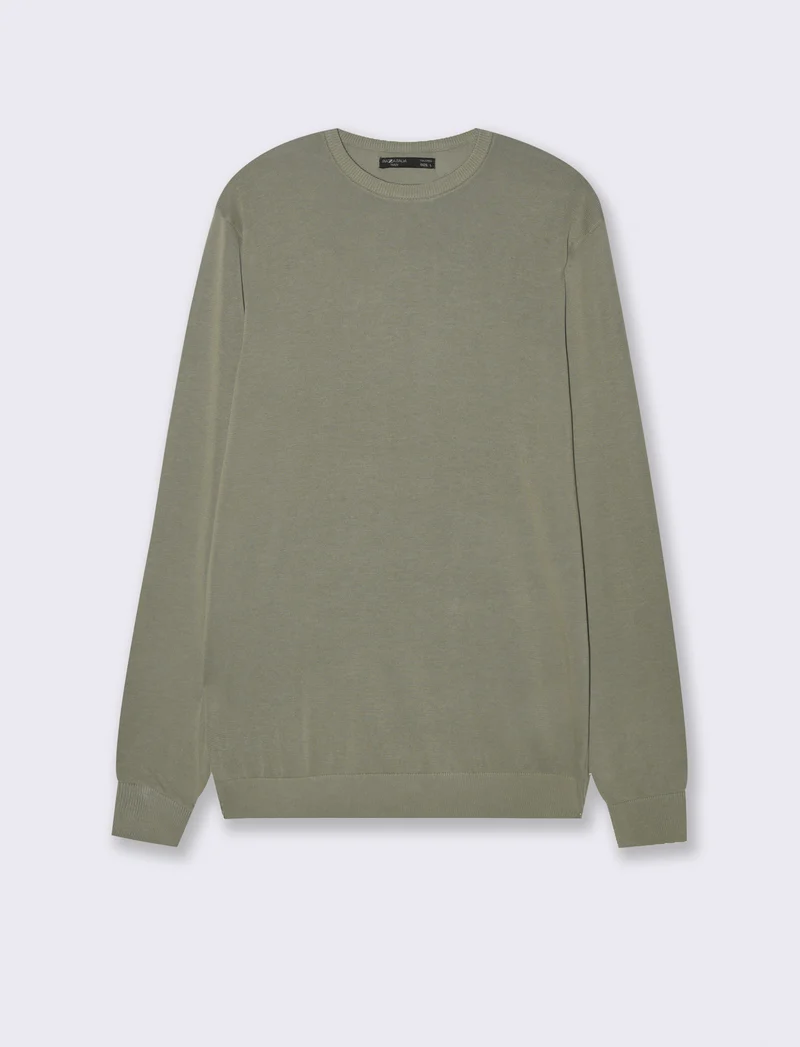 MAGLIA BASIC IN PURO COTONE - Verde salvia