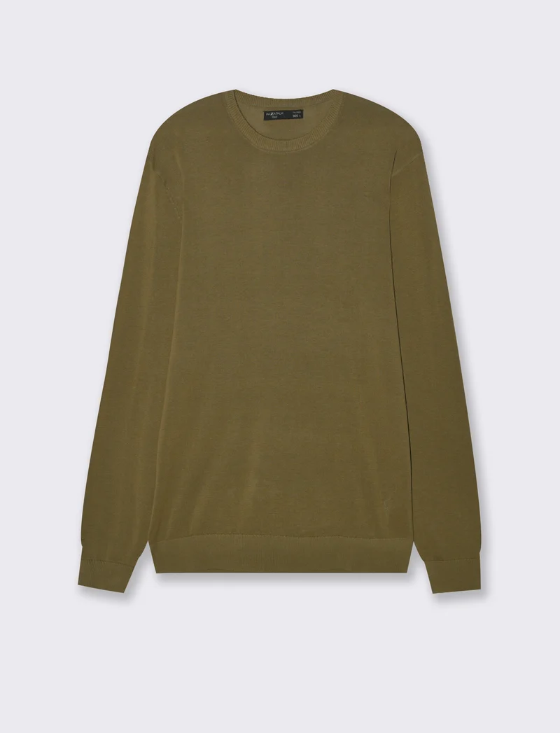MAGLIA BASIC IN PURO COTONE - Verde oliva