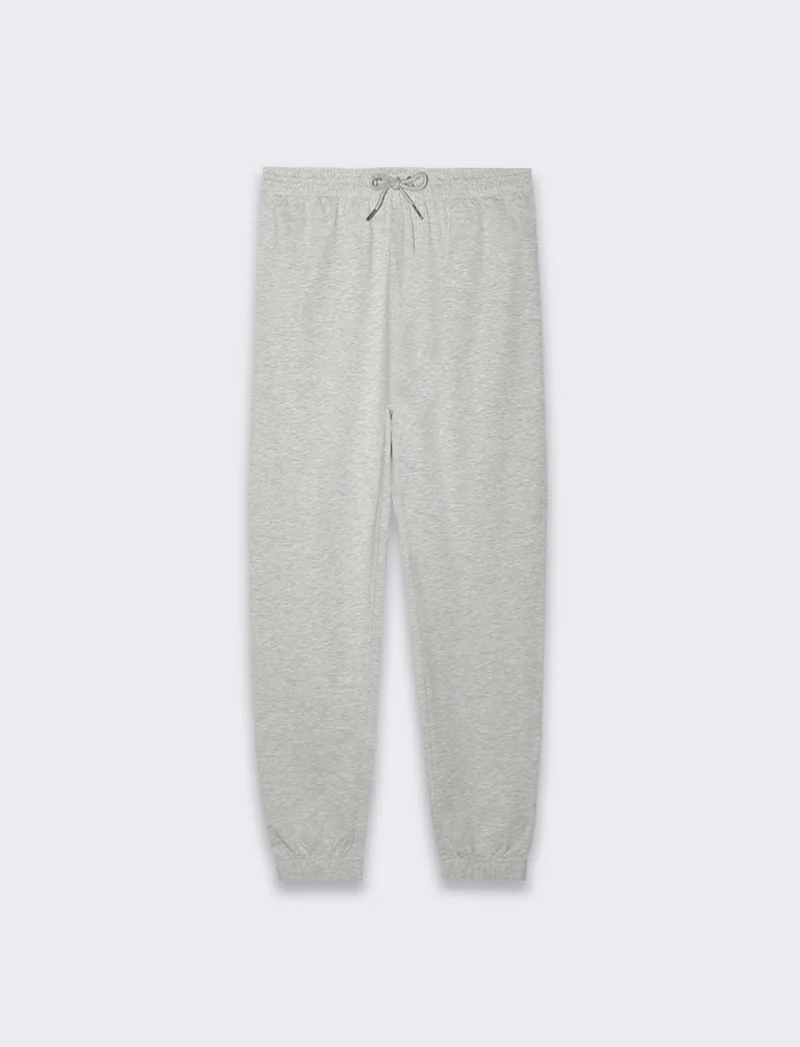 PANTALONI JOGGER BASIC IN FELPA - Grigio mel.