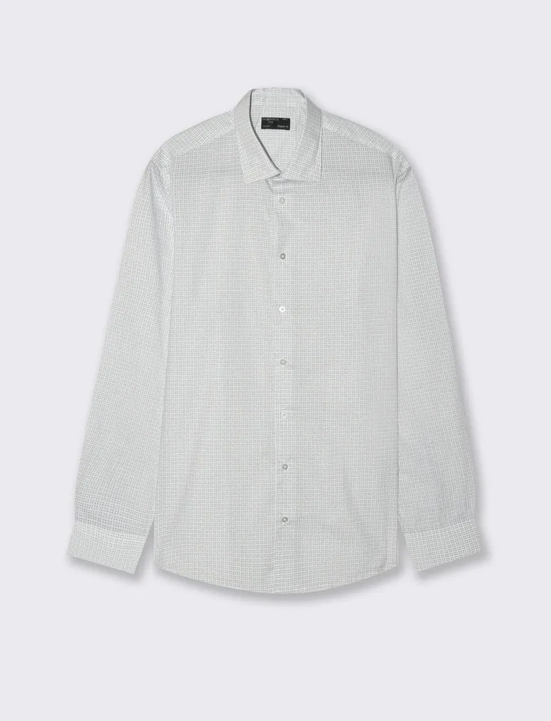 CAMICIA MICRO FANTASIA REGULAR FIT - Celeste