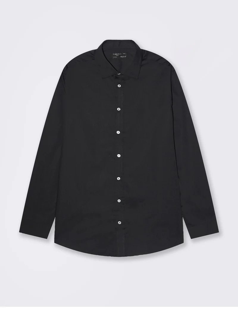 CAMICIA BASIC REGULAR FIT EASY IRON - Nero