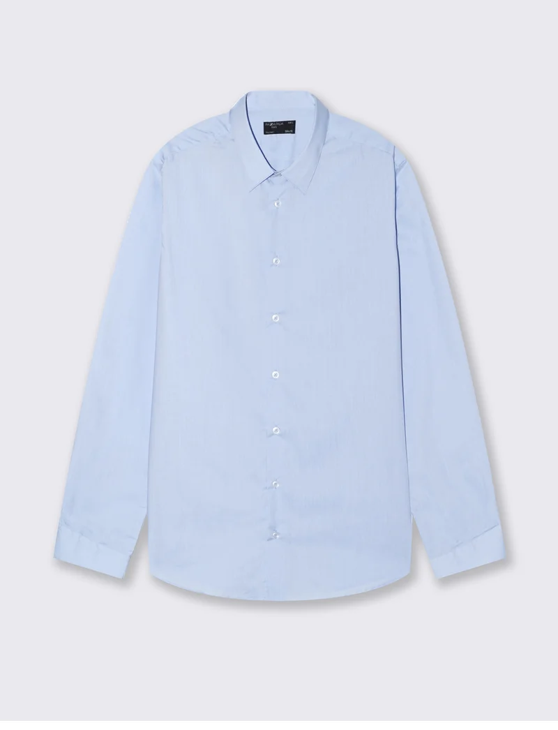 CAMICIA BASIC SLIM FIT EASY - Azzurro