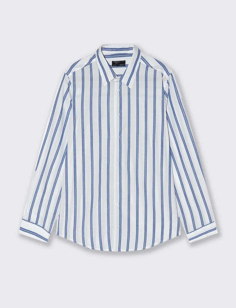 CAMICIA FANTASIA A RIGHE - Bianco