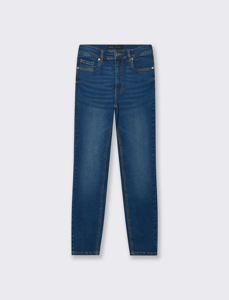 JEANS SKYNNY VITA ALTA - DENIM SCURO