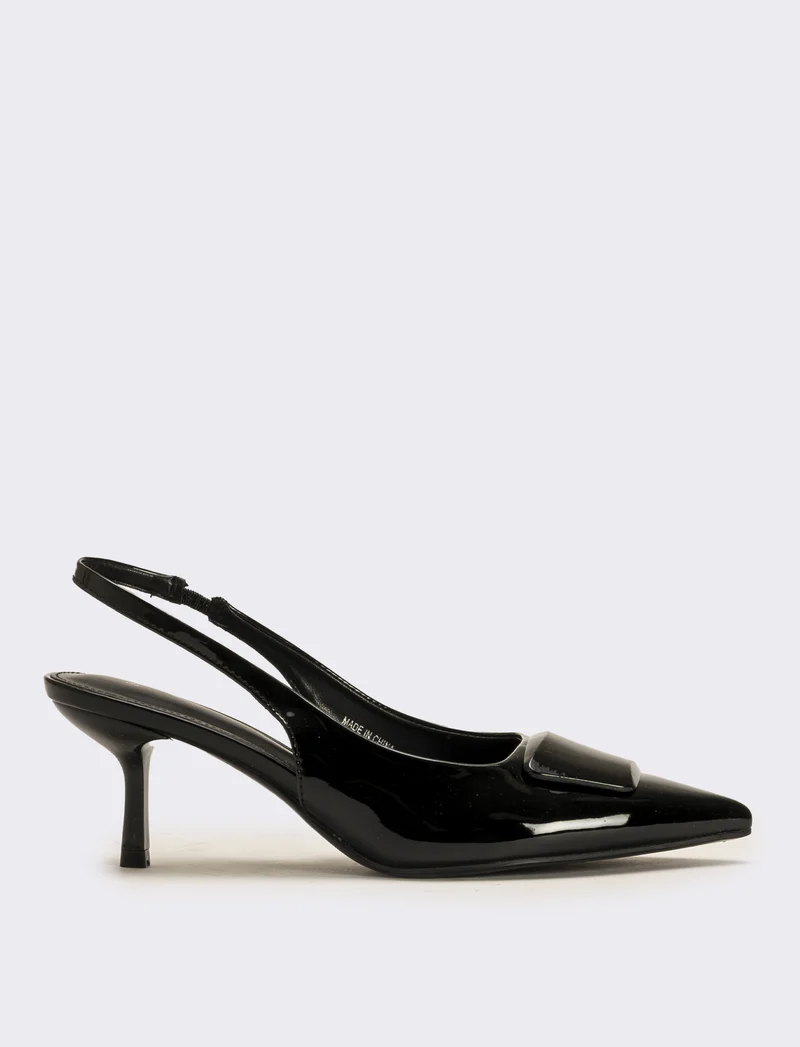 Slingback in vernice da donna - Nero