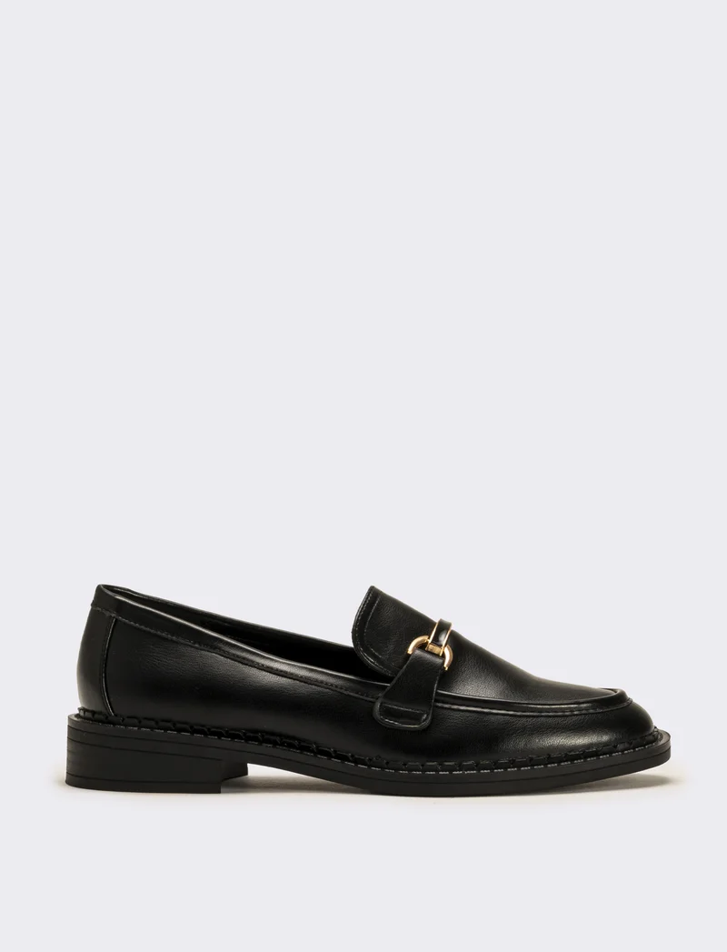 Mocassino con morsetto da donna - Nero