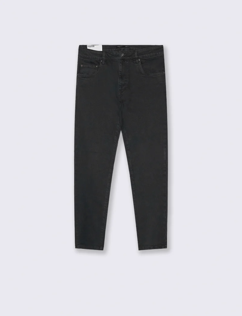 PANTALONI SLAVATI 5 TASCHE SLIM FIT - Nero