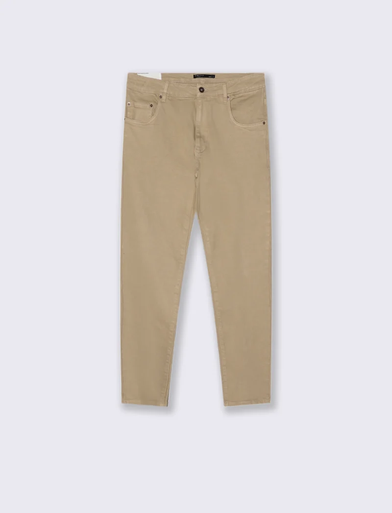 PANTALONI SLAVATI 5 TASCHE SLIM FIT - Beige