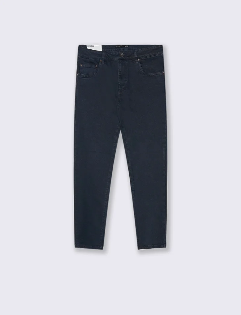 PANTALONI SLAVATI 5 TASCHE SLIM FIT - Blu