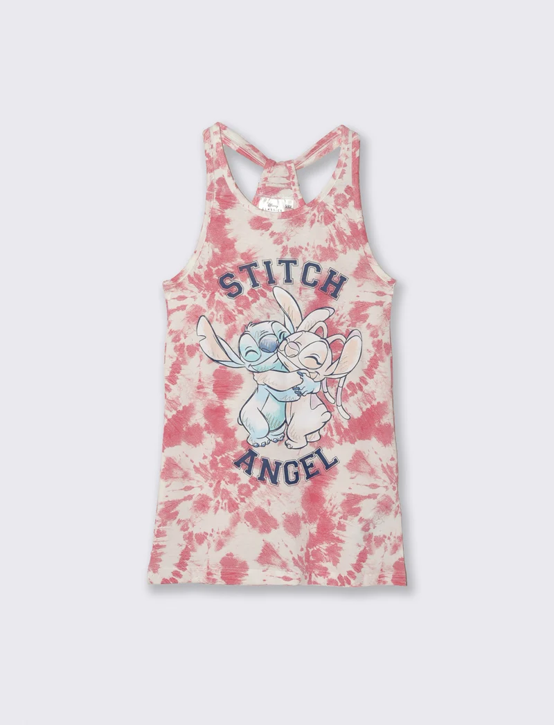 Vestito Disney con stampa Stitch & Angel da bambina - Rosa