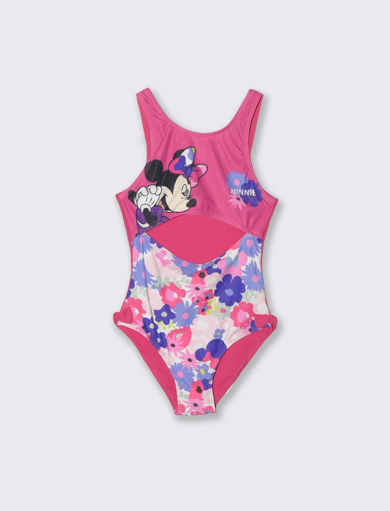 Costume intero stampato Minnie da bambina - Fuxia