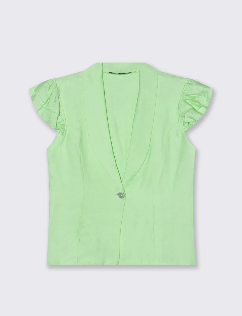 Giacca corta con maniche arricciate donna - Verde acqua