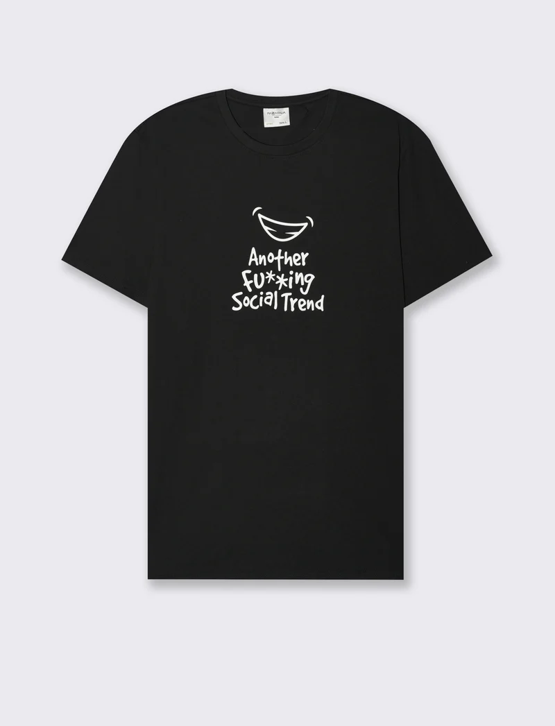 T-SHIRT CON STAMPA IN COTONE REGULAR FIT - Nero