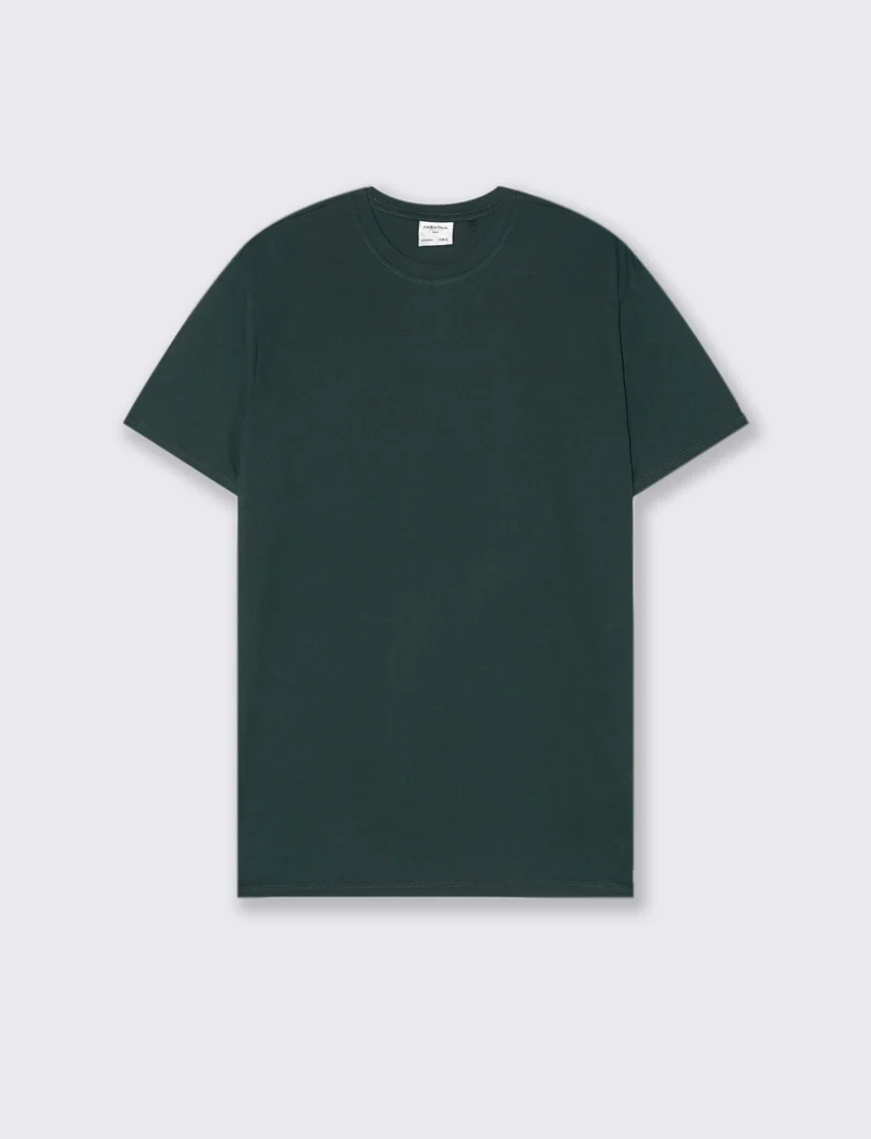 T-SHIRT BASIC IN COTONE PREMIUM REGULAR FIT - Verde scuro