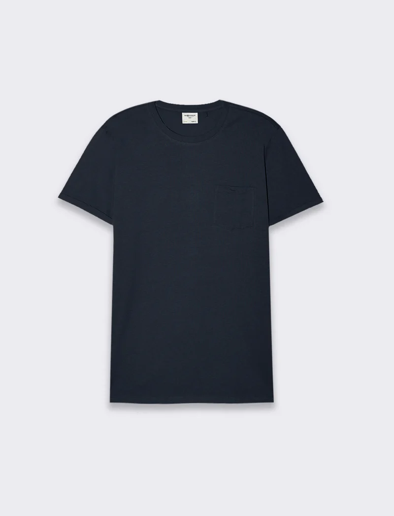 T-SHIRT BASIC CON TASCA - Blu