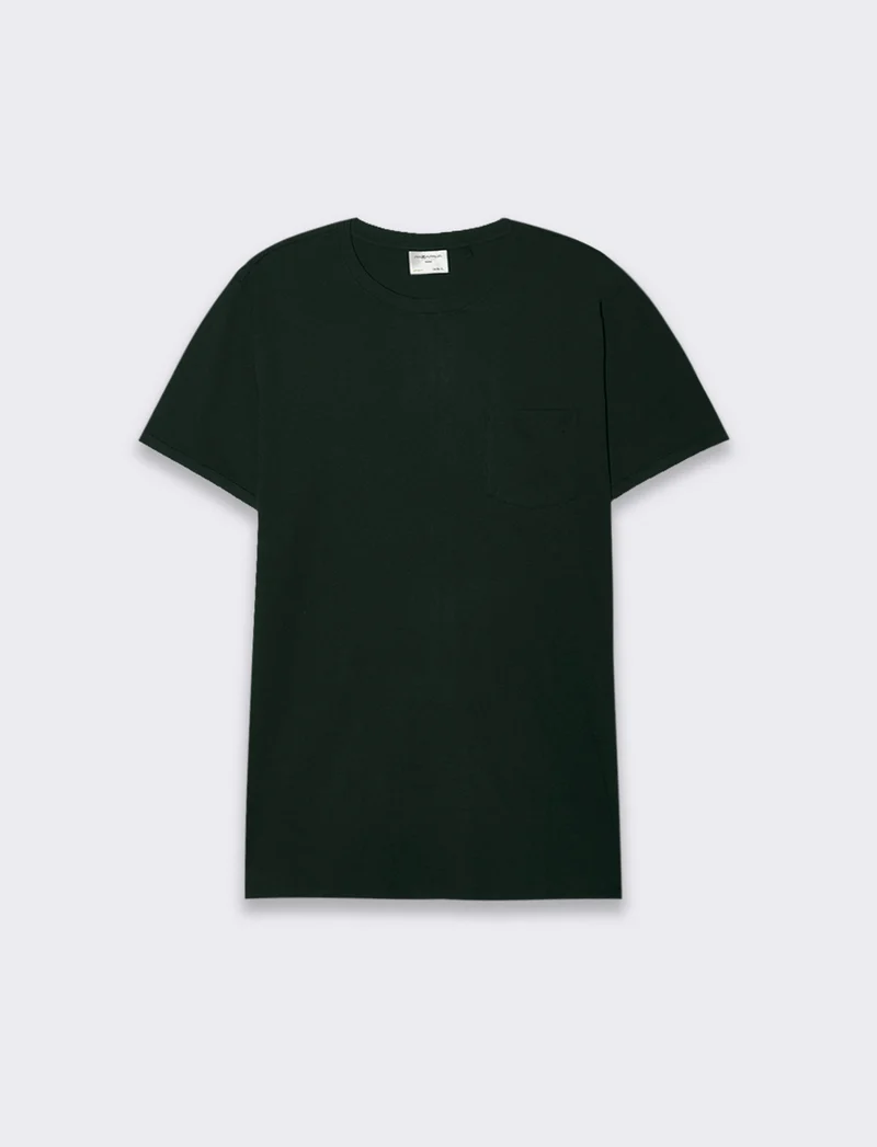 T-SHIRT BASIC CON TASCA - Verde scuro