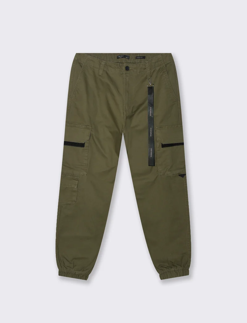PANTALONI CARGO FIT CON ACCESSORIO - Verde militare