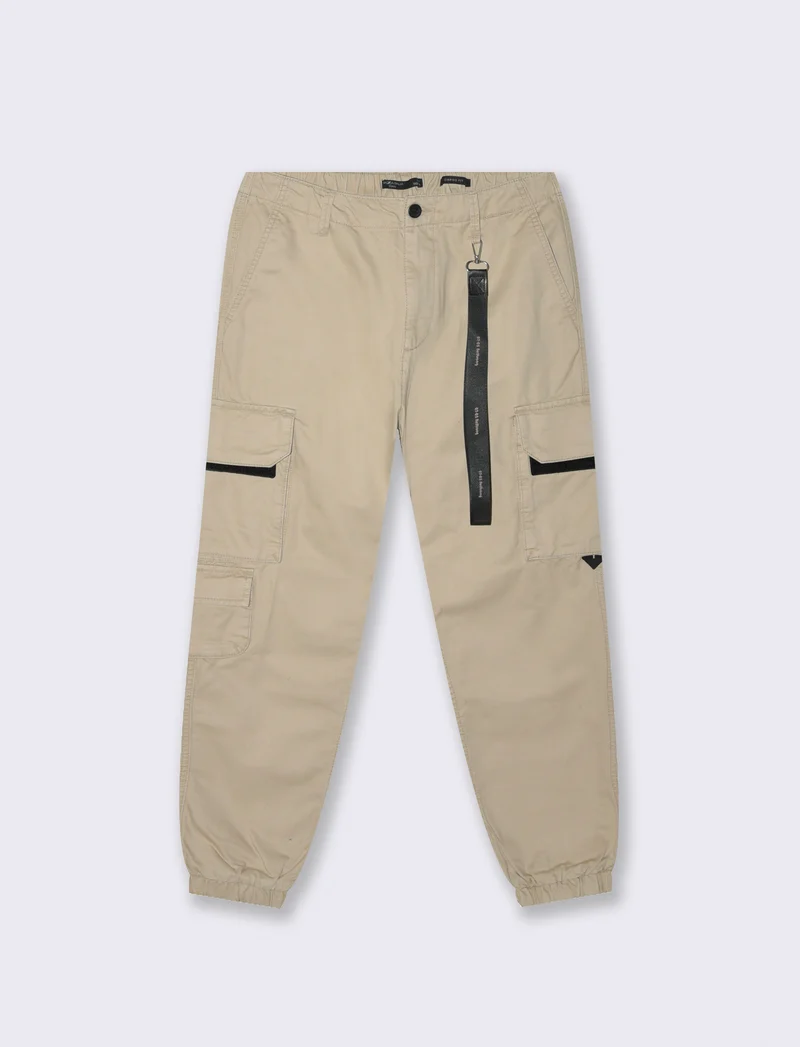 PANTALONI CARGO FIT CON ACCESSORIO - Beige