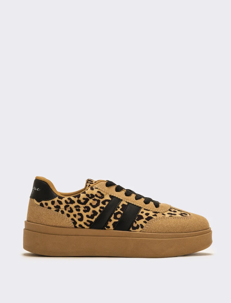 Sneakers leopardata da donna - Cammello