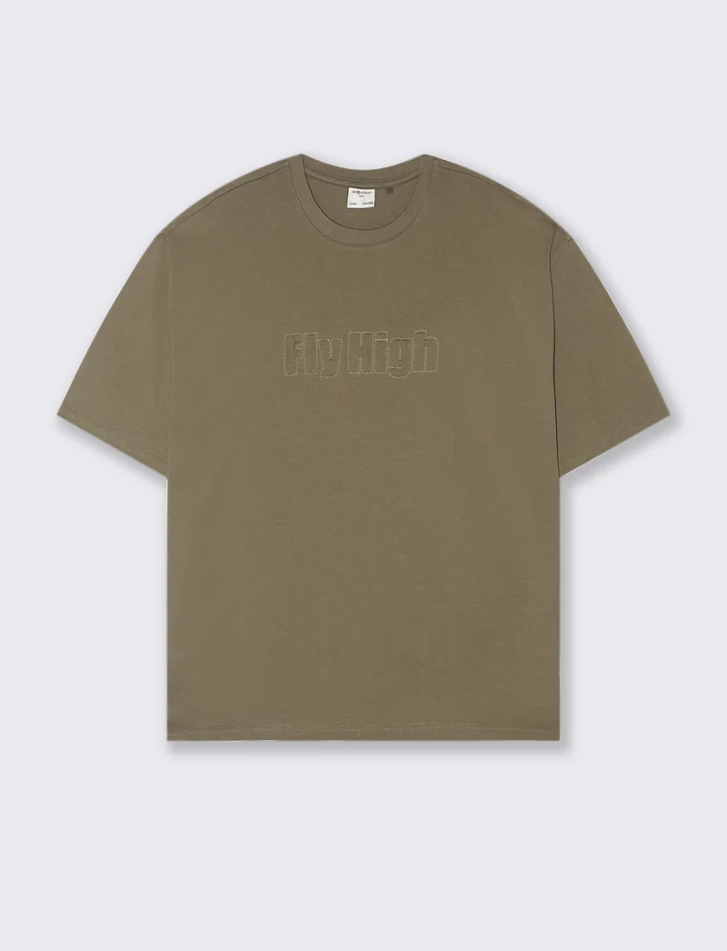 T-SHIRT BOXY FIT EFFETTO MAGLIA - Verde kaki