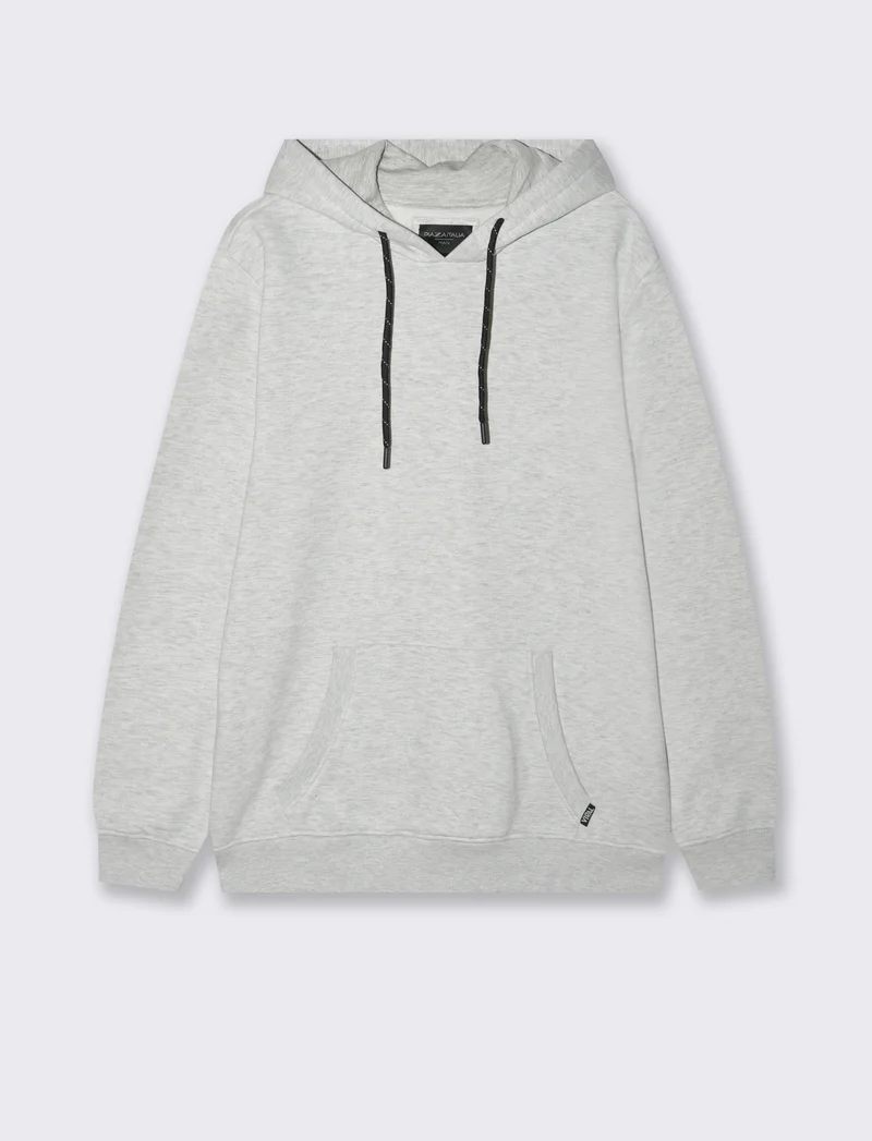 FELPA BASIC CON CAPPUCCIO - Grigio mel.