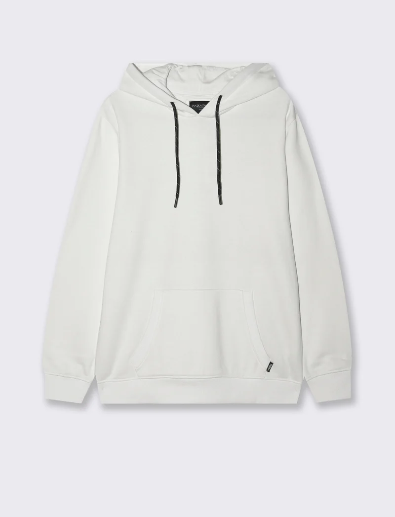 FELPA BASIC CON CAPPUCCIO - Bianco