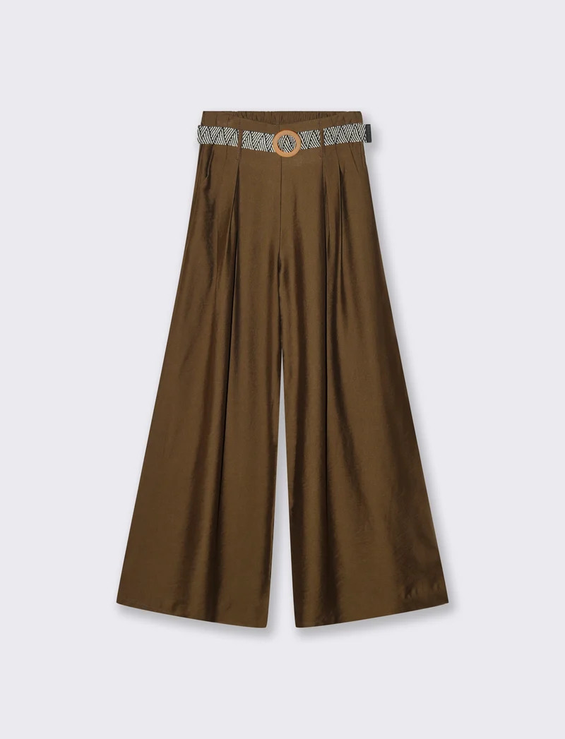 Pantalone a palazzo con cintura - Moro