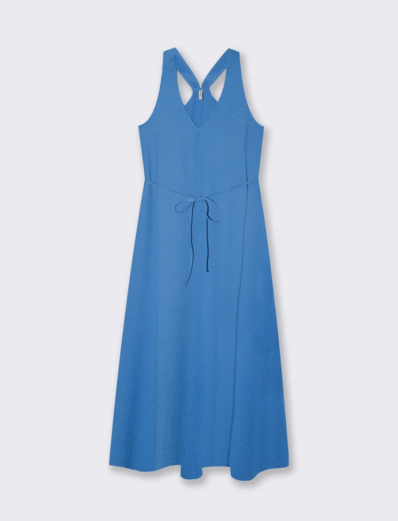 Vestito lungo con cintura da donna - Bluette