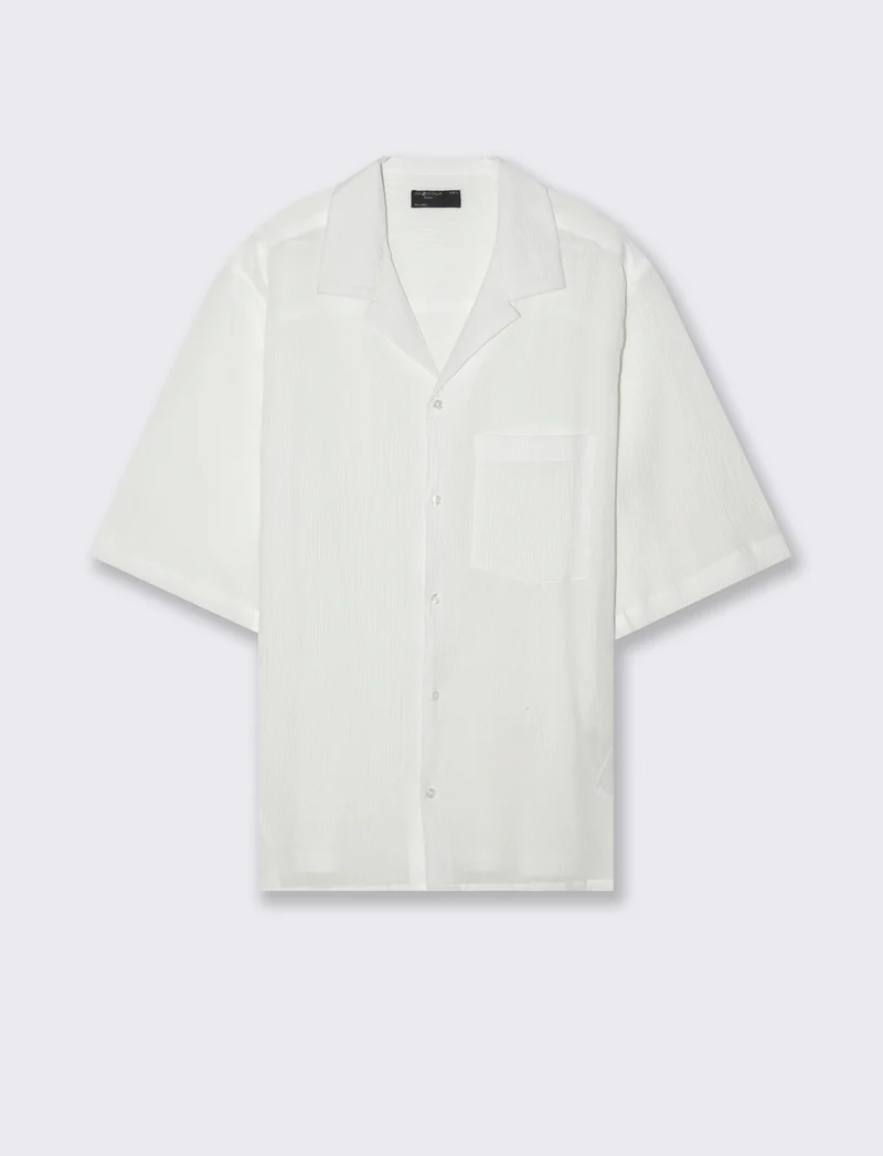 Camicia in cotone strutturato da uomo - Bianco