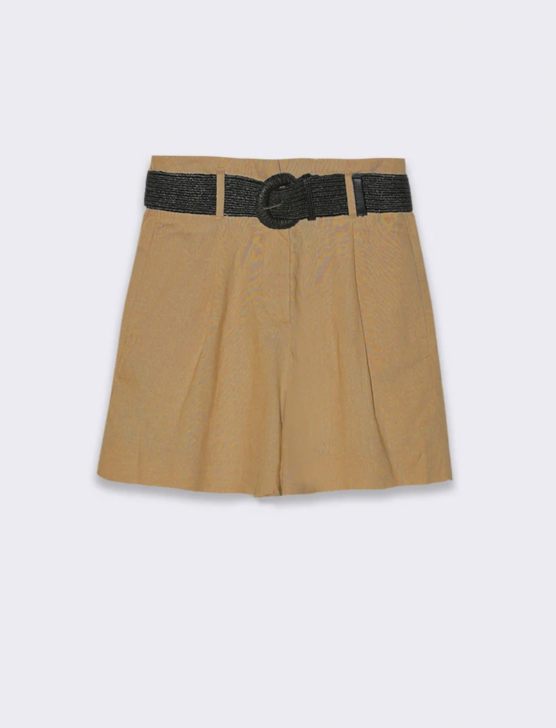 Short con cintura da donna - Caramello