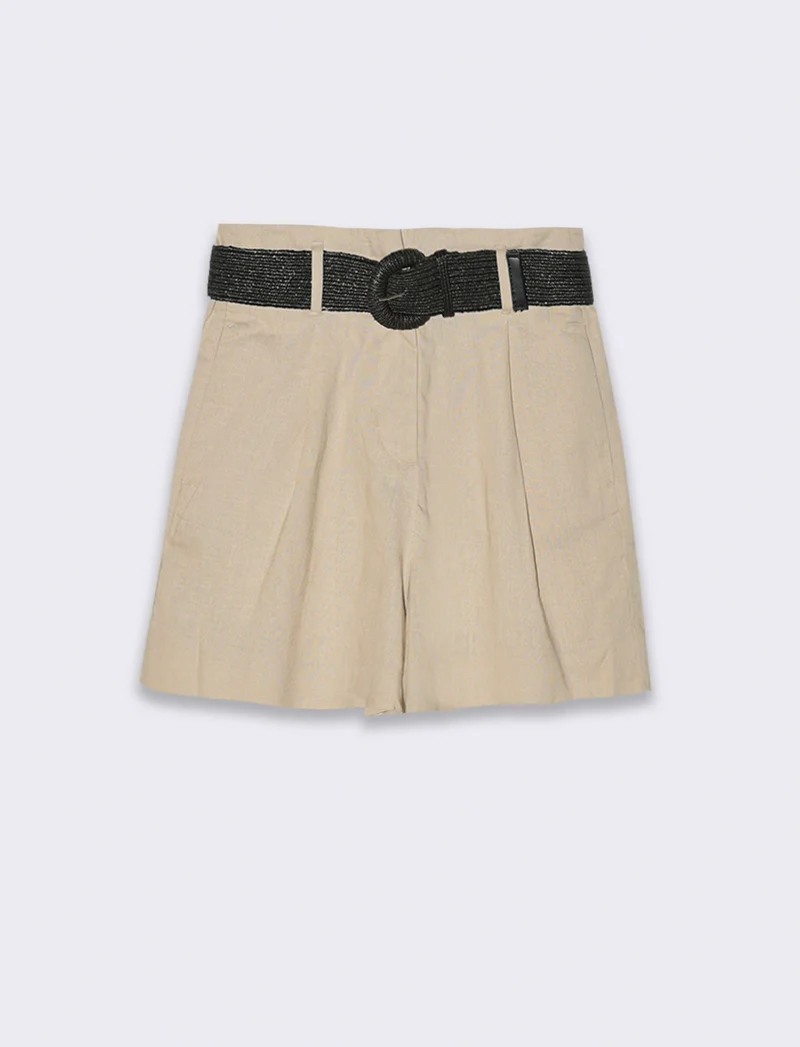 Short con cintura da donna - Beige corda