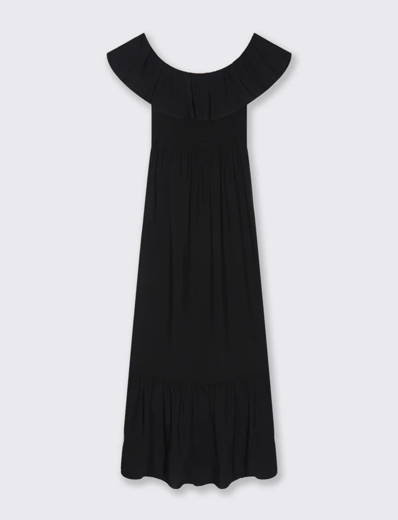 Vestito lungo off shoulder da donna - Nero