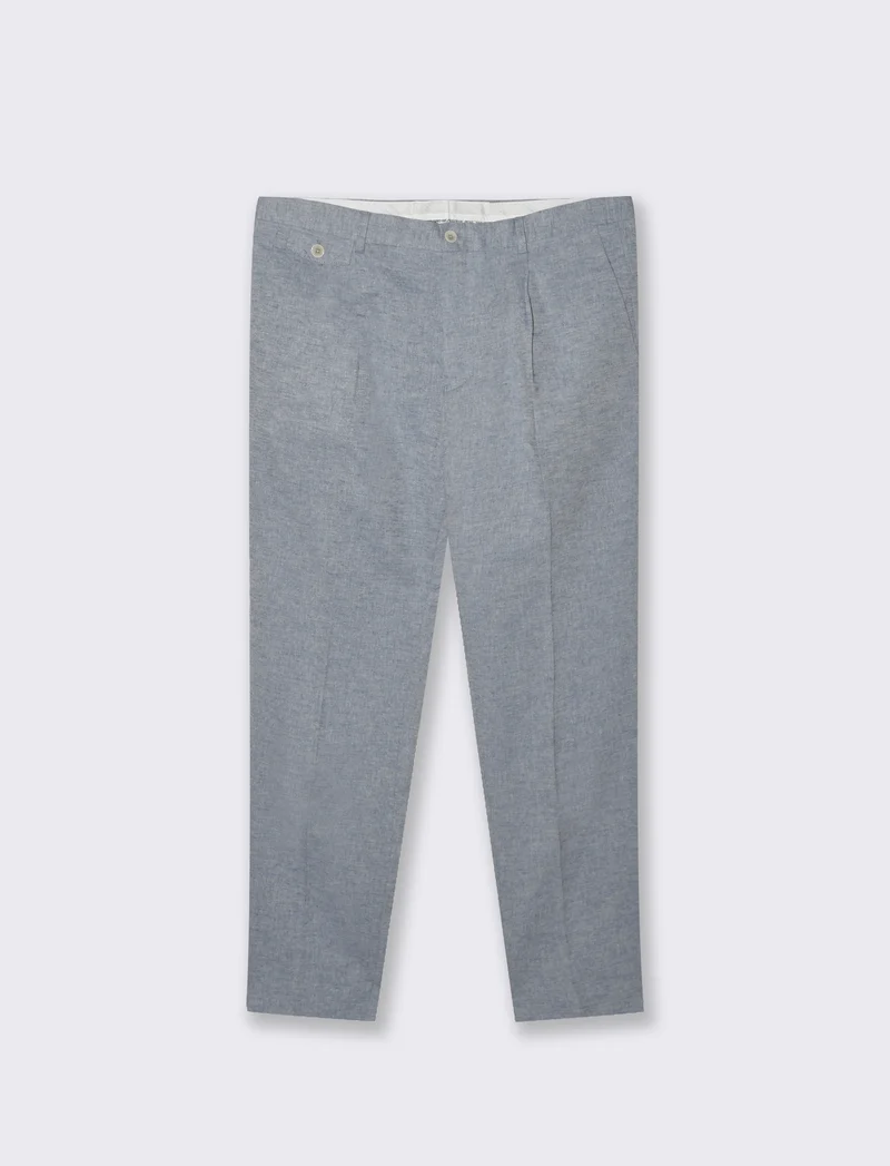 Pantaloni da completo tessuto misto lino da uomo - Blu