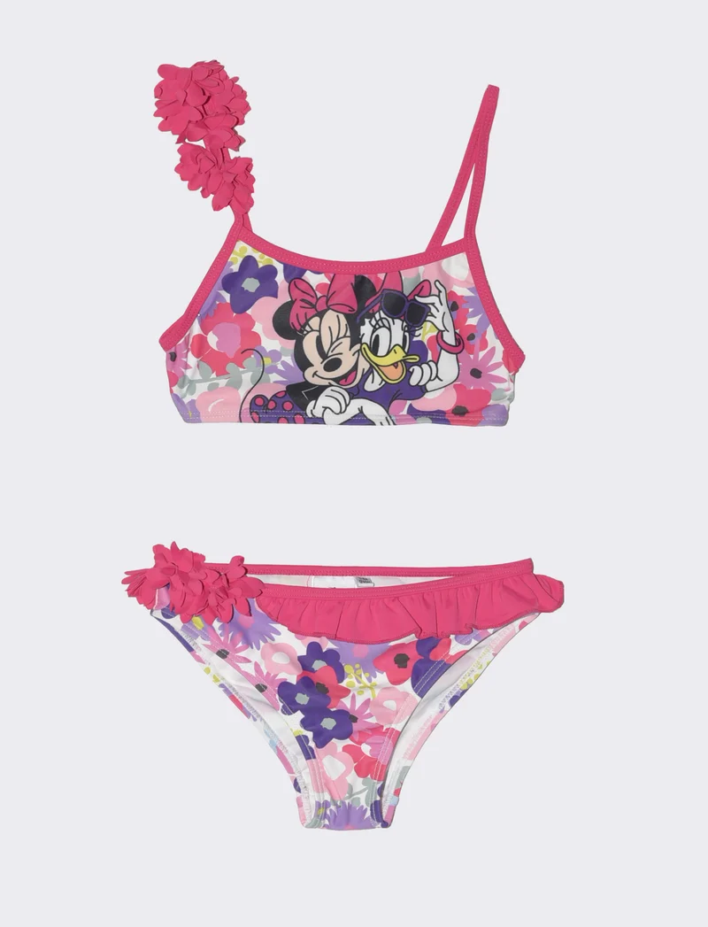 Costume due pezzi Minnie & Daisy da bambina - Fuxia