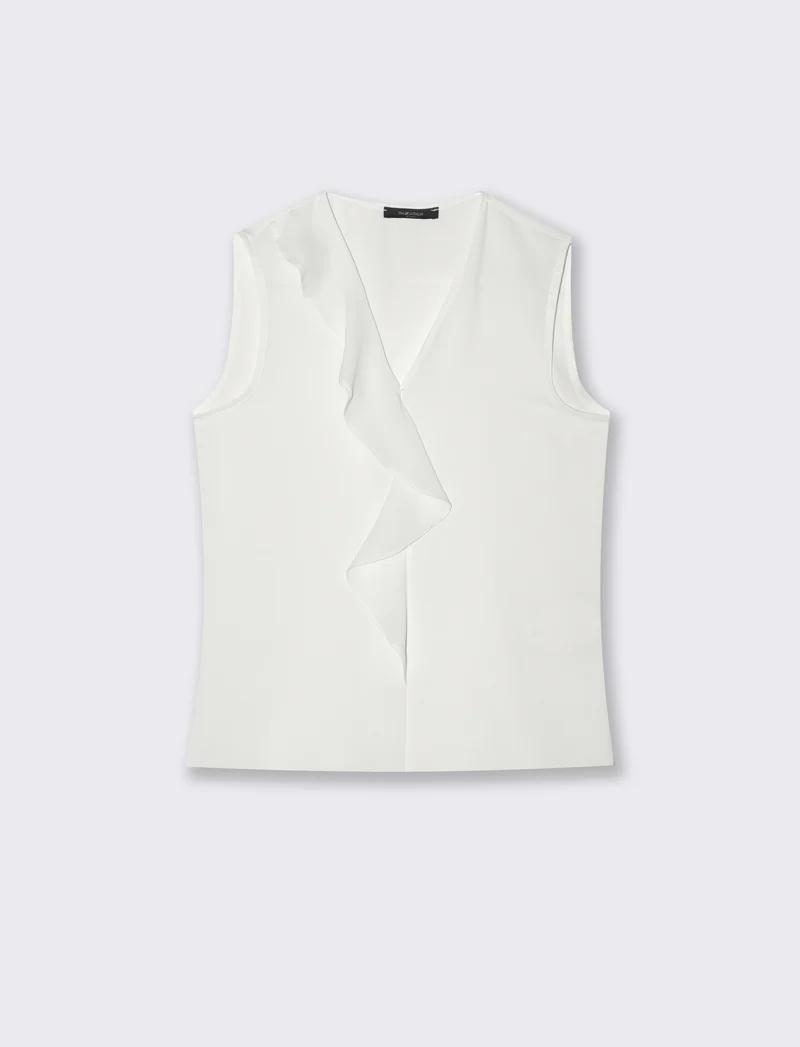 Top con rouches sul davanti - Bianco panna
